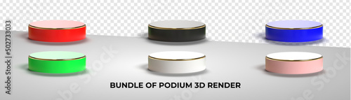 3D render bundle of podium product sale, png, transparent for mockup product