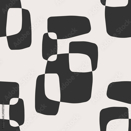 Trendy minimalist seamless pattern with abstract creative hand drawn composition