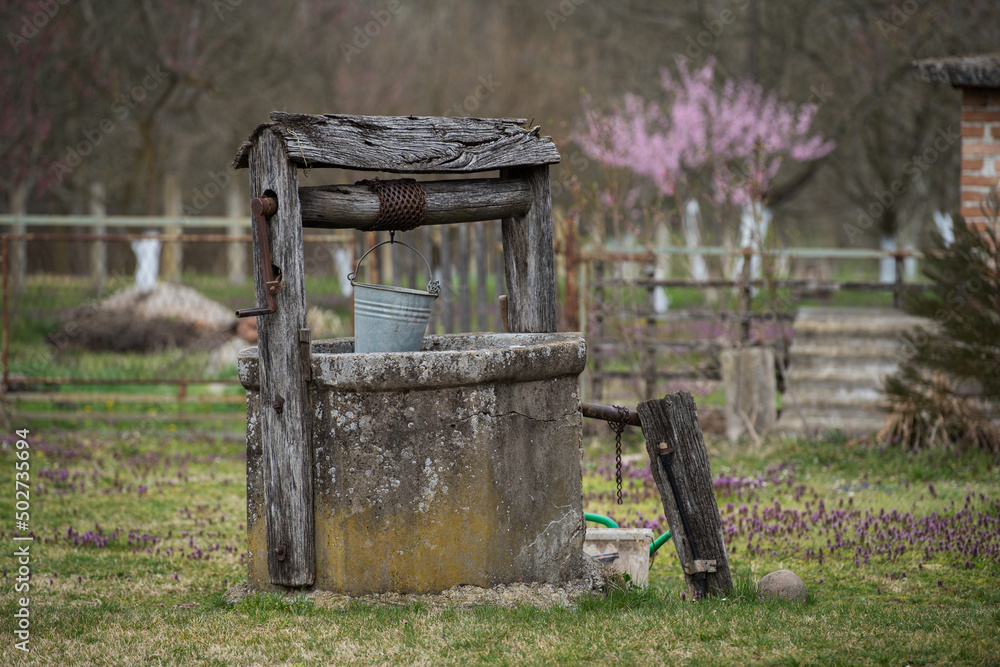 Fototapeta premium Croatia, May 01,2022: Well for drawing water located in the countryside.
