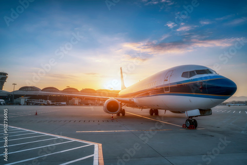 Airport apron civilian transport aircraft