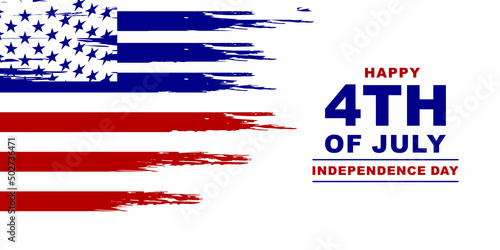 Happy fourth July holiday in the US. American Independence Day greeting card, banner, poster with United States flag, Vector illustration