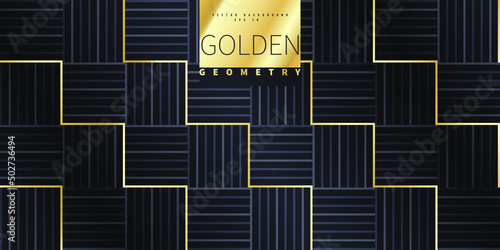 Golden geometric abstract pattern. Luxurious golden linear ornament. Premium design for wallpapers, silk fabrics and decorations. Vector illustration.
