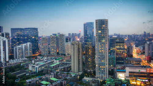 Aerial photography of Chengdu city night large format