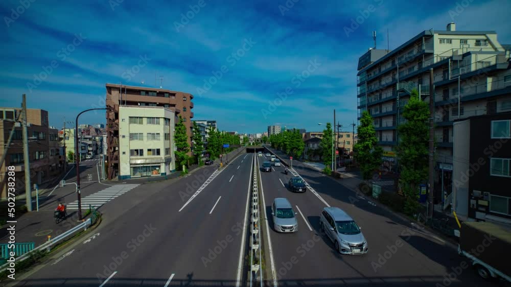 A timelapse of downtown street at Kanpachi avenue in Tokyo wide shot tilt A timelapse of downtown street at Kanpachi avenue in Tokyo wide shot tilt