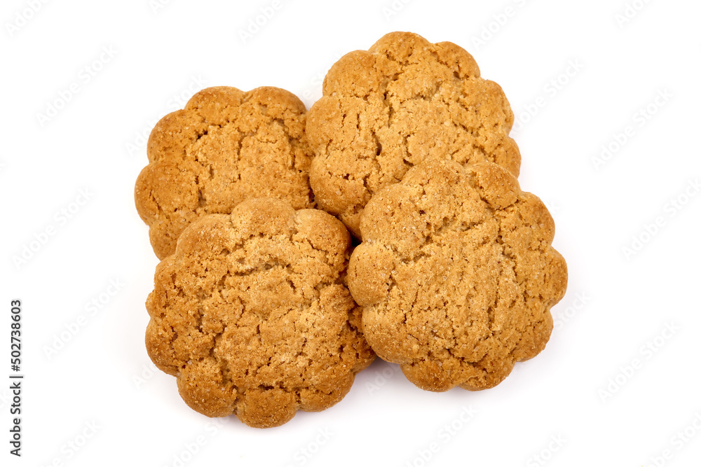 Oatmeal cookies, isolated on white background, top view. Oatmeal cookies, isolated on white background, top view.