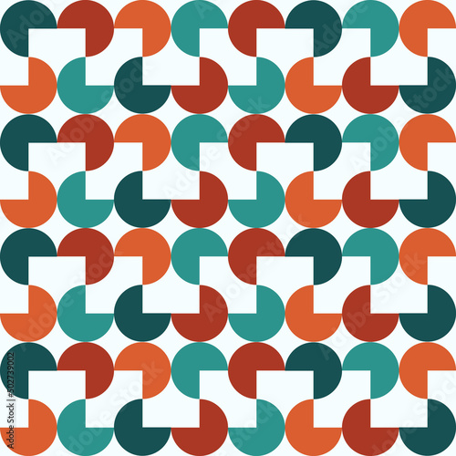 Wallpaper Mural seamless pattern with abstract geometric shapes in green and brown colors on a light background, vector tile Torontodigital.ca