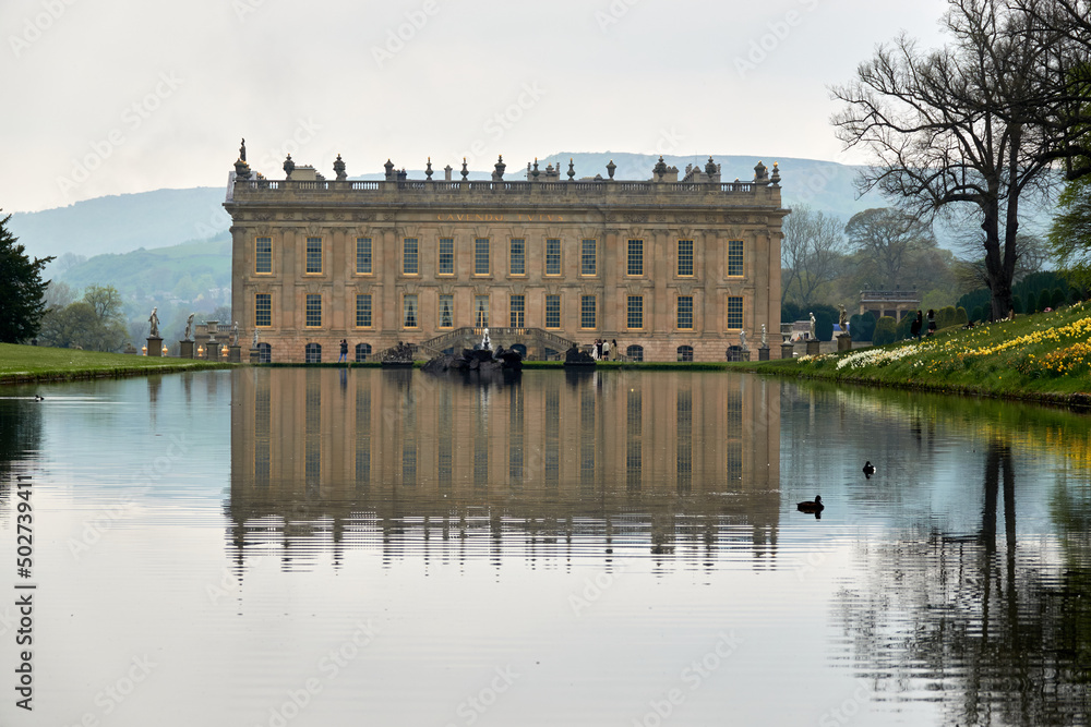 Mirror reflection. An English stately home