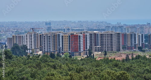 newly built buildings and green park area
