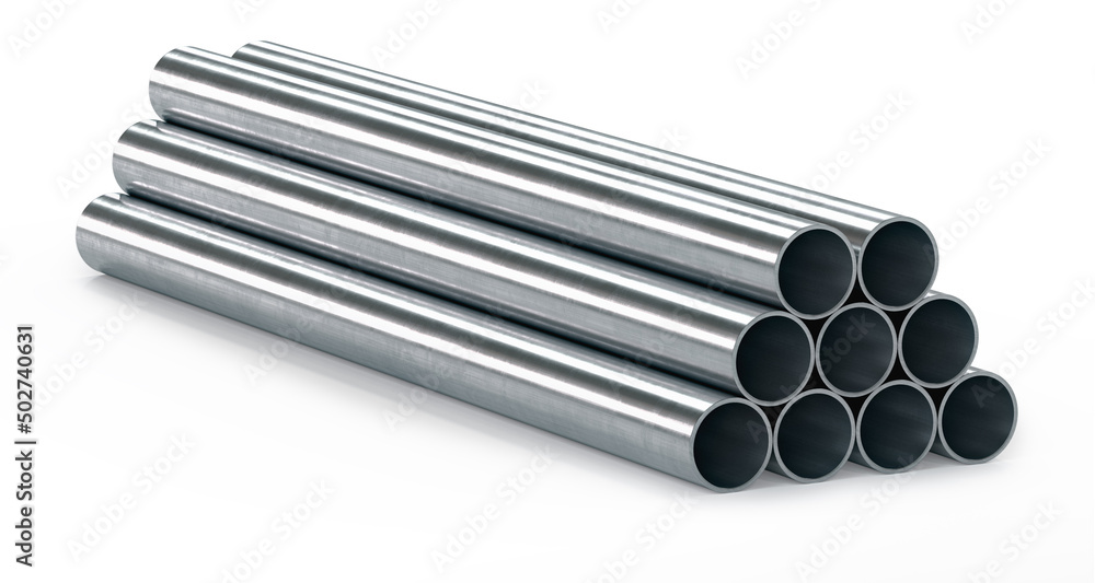Metal pipes isolated on the white background. 3d illustration