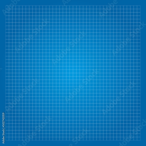 Vector illustration blue plotting graph paper grid background. Grid square graph line texture. Engineering paper pattern. Millimeter graph paper grid template.