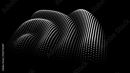 Sinusoidal formula distortion sine wave and waveform. Graph of a 3d function space in three-dimensional coordinates. Science simple detailed volume drip drop background.