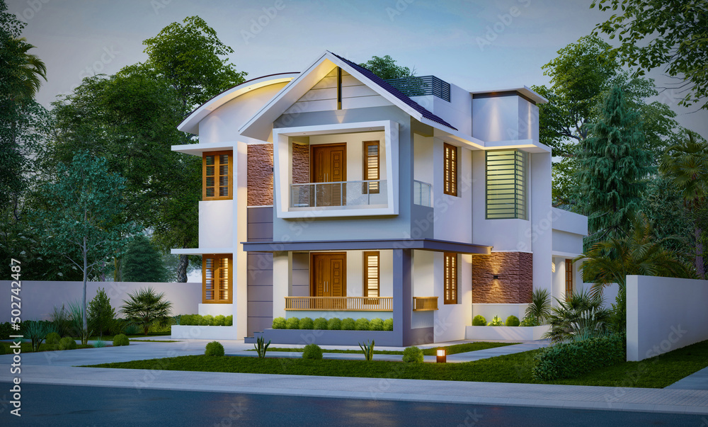 3d illustration of a newly built luxury home 3d illustration of a newly built luxury home