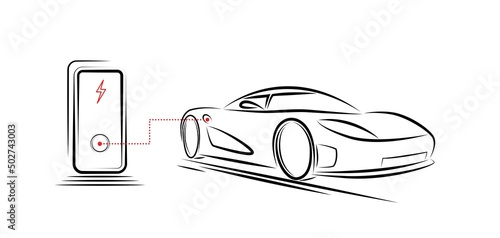 Sportcar electric charging station background