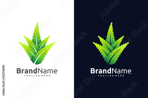 aloe vera herb logo icon