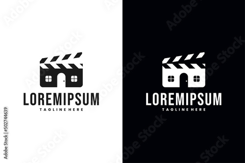 home movie record logo design template