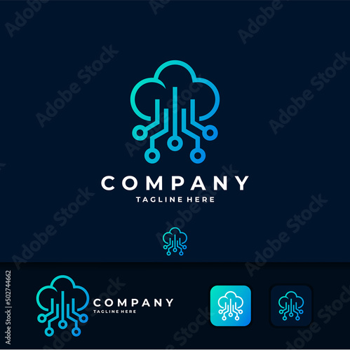 cloud logo with technology concept