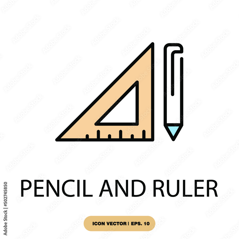 pencil and ruler icons  symbol vector elements for infographic web