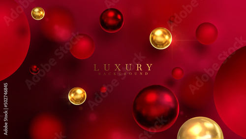Luxury background with 3d golden ball and blur effect element with glitter light decoration and bokeh.