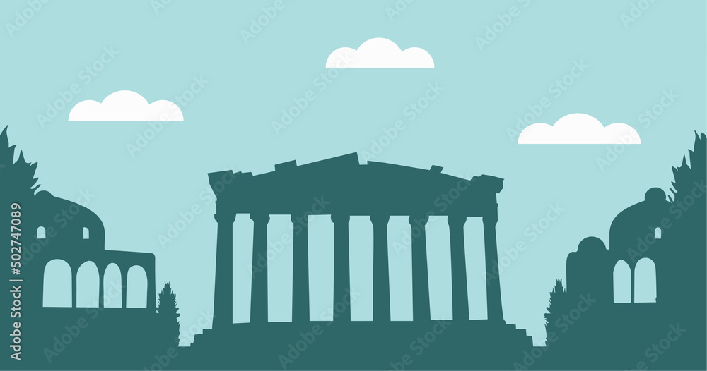 Obraz premium Athens Greece background. Silhouette of the city. 