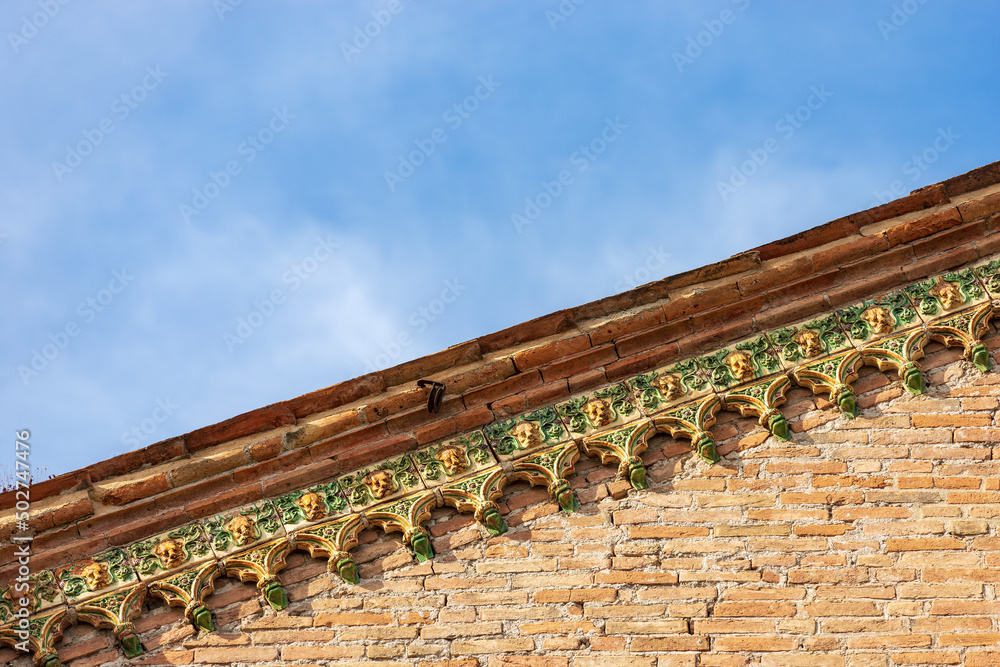 Obraz premium Brescia downtown. Closeup of the ancient church of the Most Holy Body of Christ (Chiesa del Santissimo Corpo di Cristo or Chiesa di San Cristo) in Gothic style, 1467-1473. Lombardy, Italy, Europe.