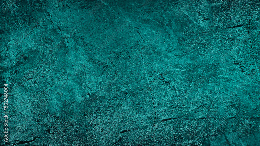  Вeautiful blue green abstract background. Toned rough rock surface texture. Beautiful dark teal background with copy space for design.