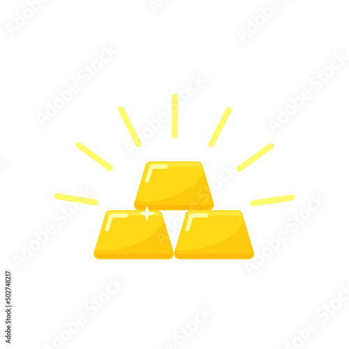 Stack of three shiny gold bars ingots, bullion. Simple flat vector illustration isolated on white background