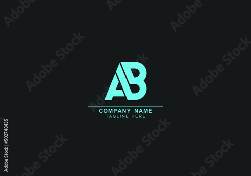 AB or BA minimal abstract and simple bold logo template