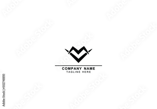 initial letter mv or vm v m minimal and abstract logo template 