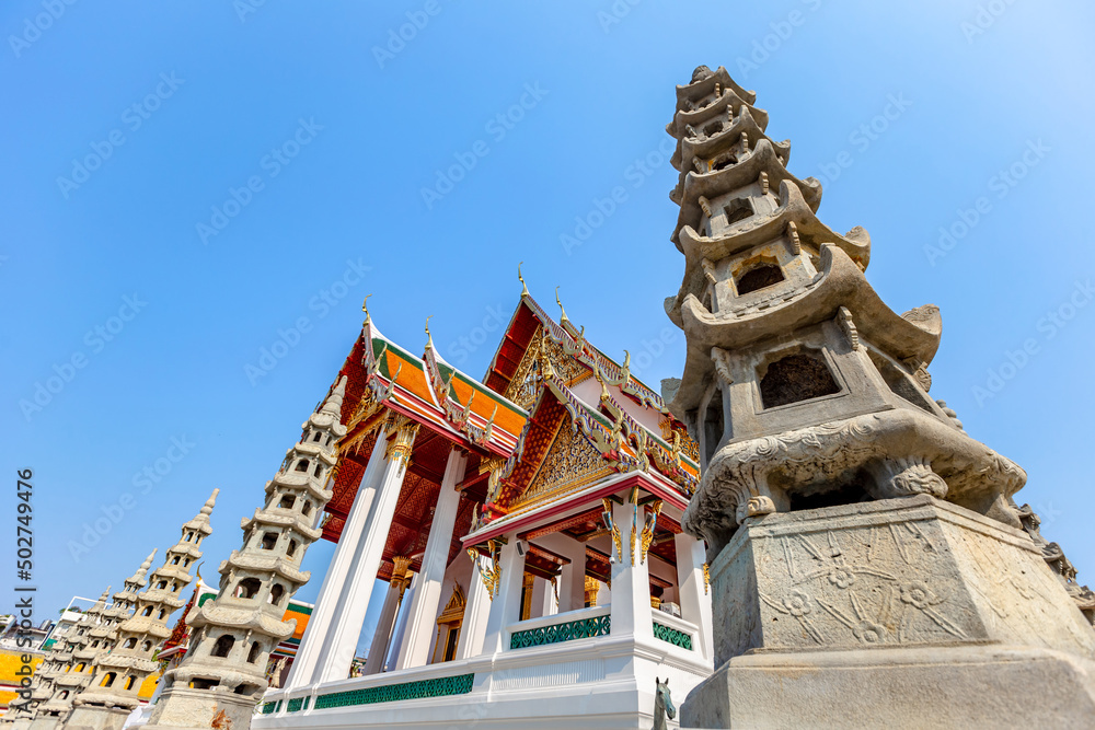 Thai architecture in Wat Pho public temple in Bangkok, Thailand.
Thai architecture in Wat Pho public temple in Bangkok, Thailand.