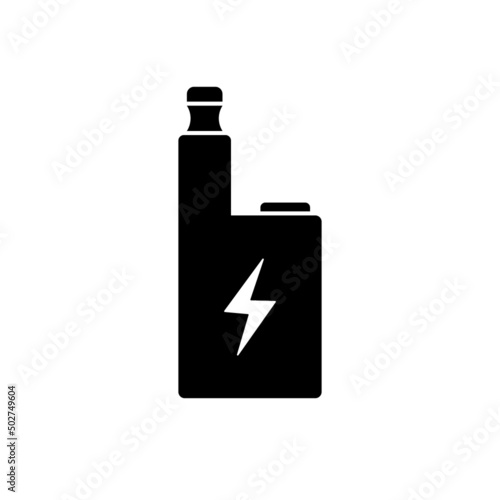 Vape Electric Smoke Device Black Silhouette Icon. Electronic Cigarette Nicotine Glyph Pictogram. E-cigarette Vapor Sign. Modern Technology Tobacco Cigar Flat Symbol. Isolated Vector Illustration