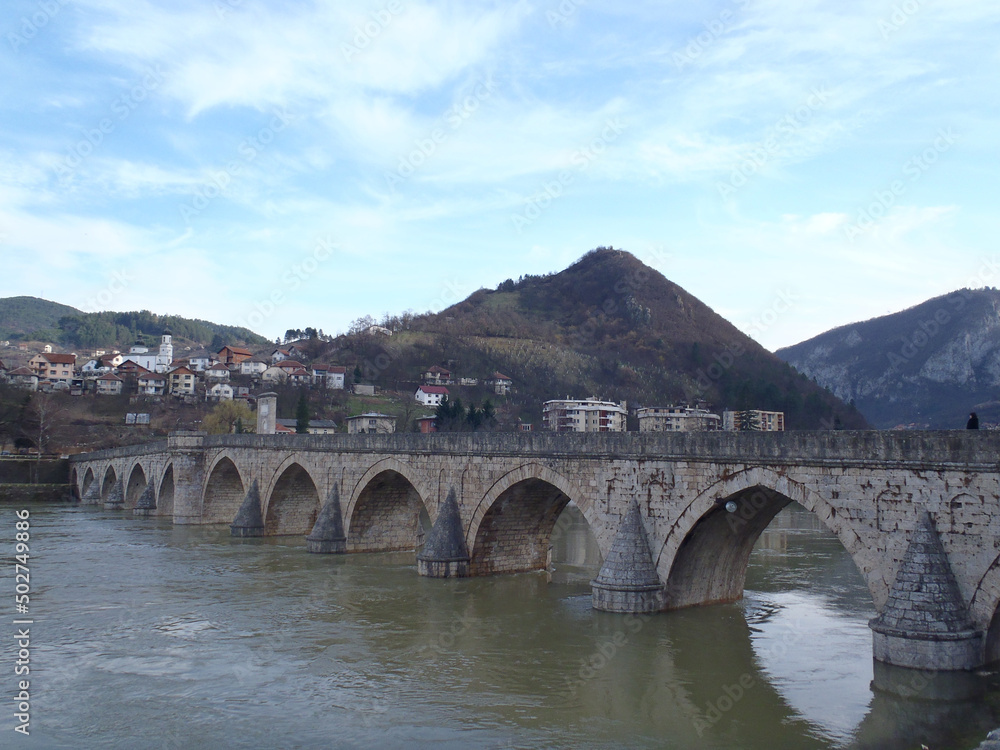 Historical stone bridge over Drine river in Bosnia & Herzegovina