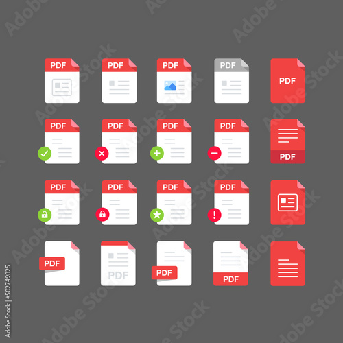 Flat design with PDF files icon set ,symbol set, vector design element illustration