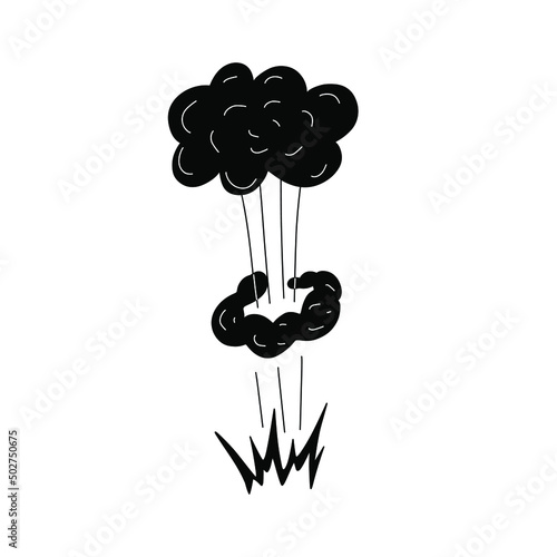 Sketch explosion. Hand drawn explosion, nuclear mushroom bomb element. Doodle sketch style. Vector illustration isoletad on white.