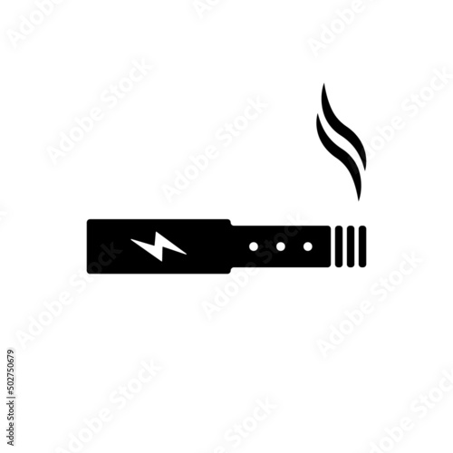 Electronic Cigarette Black Silhouette Icon. Vape Electric Smoke Nicotine Tobacco Technology Glyph Pictogram. Device Cigar Pen Vaporize Flat Symbol. E-cigarette Sign. Isolated Vector Illustration