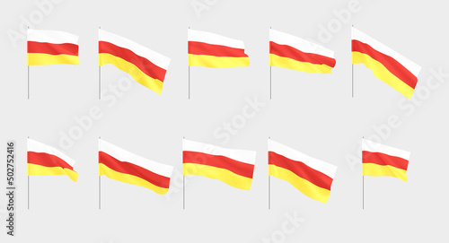 South Ossetia flags. Set of national realistic South Ossetia flags.
