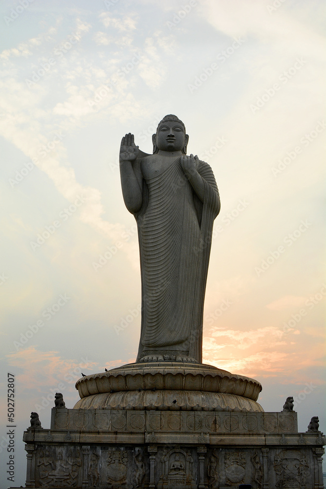 Statue of Lord Buddha, Hyderabad, Telangana, India. It is the world's