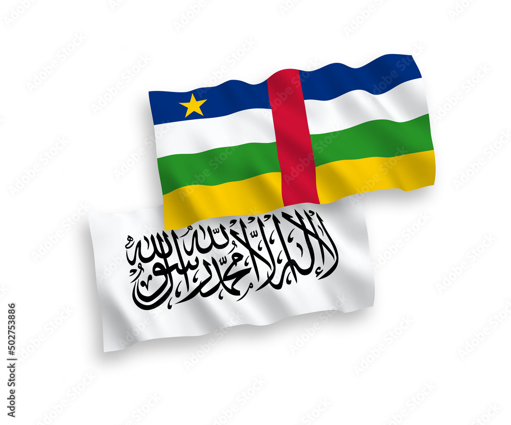 Obraz premium Flags of Central African Republic and Islamic Emirate of Afghanistan on a white background