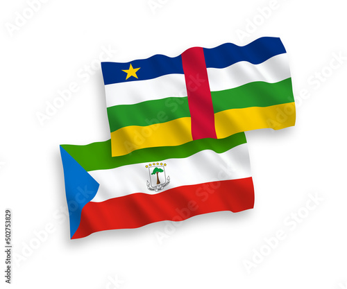 Flags of Central African Republic and Republic of Equatorial Guinea on a white background