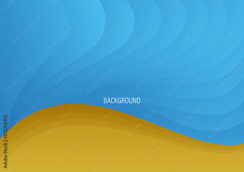 Abstract blue-yellow background stylization sea coast, beach, sand.