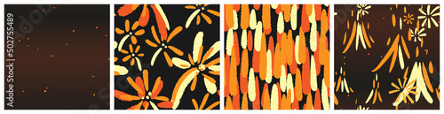 Midsummer firework and bonfire seamless pattern set. Flame vector background for fire show, Walpurgis, San Juan, Guy Fawkes night, party, festival.