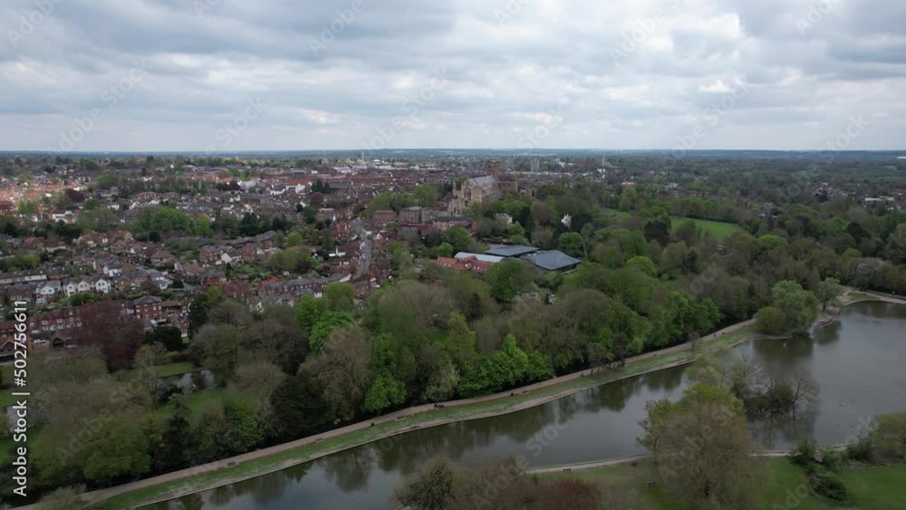 St Albans city in Herts UK Aerial rising drone aerial 4K footage St Albans city in Herts UK Aerial rising drone aerial 4K footage