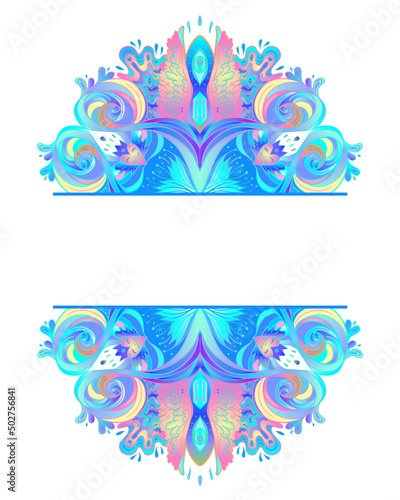 Decorative Indian round lace frame in mandala style. Vintage vector pattern i...