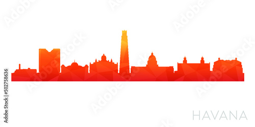 Havana, Cuba Low Poly Skyline Clip Art City Design. Geometric Polygon Graphic Horizon Icon. Vector Illustration Symbol.