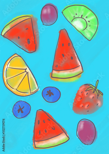 summer fruits background