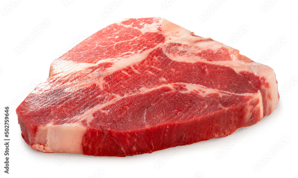 Fresh T-bone steak beef isolated on white background, T-bone steak beef on white background With clipping path.