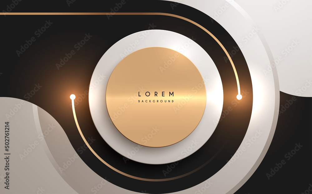 Abstract black gold and white circle shapes background Stock Vector ...