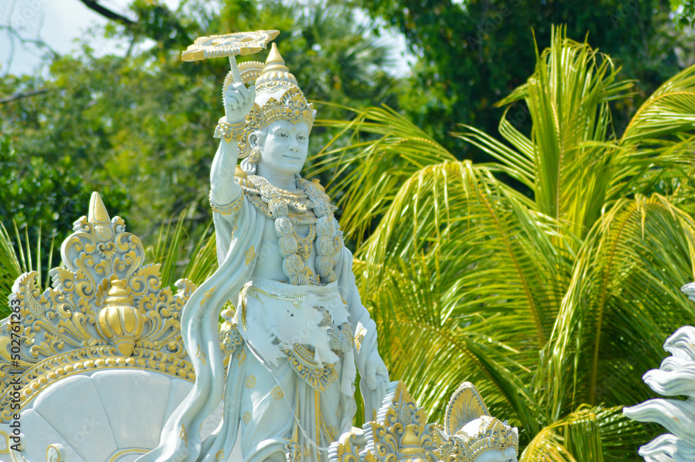 Fresh Warm Sunshine On Krishna Chakra Statue In The Garden Stock Photo ...