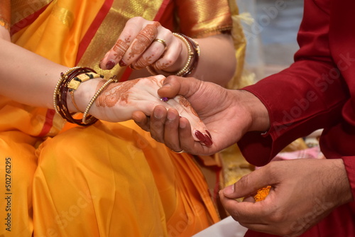 Holding Hands For Happiness Of Bride and Groom. Indian Wedding