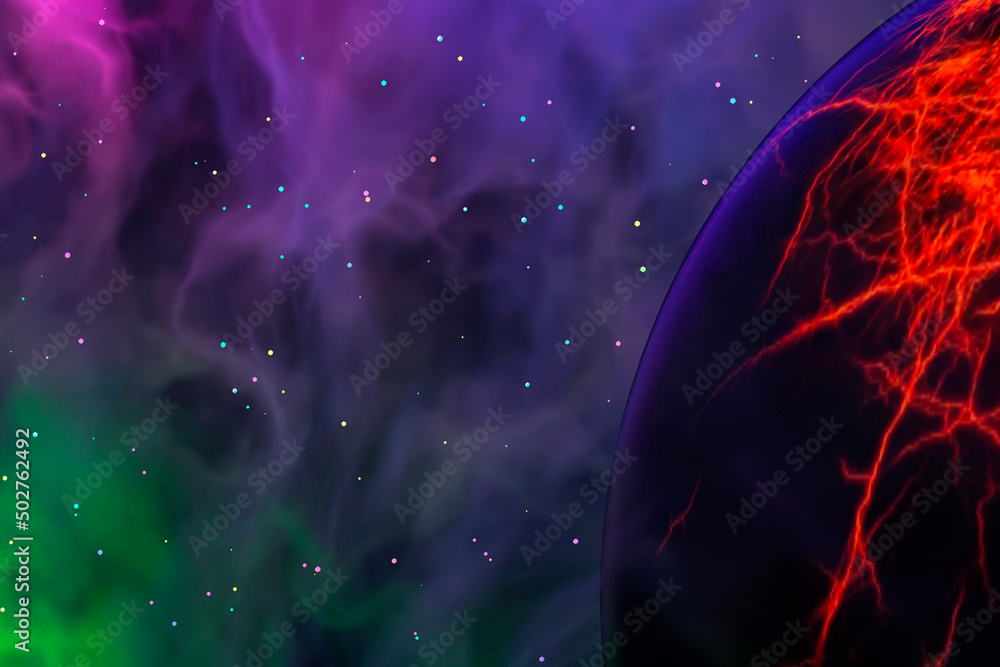 Unknown planet from outer space. Space nebula. 3D Illustration.
