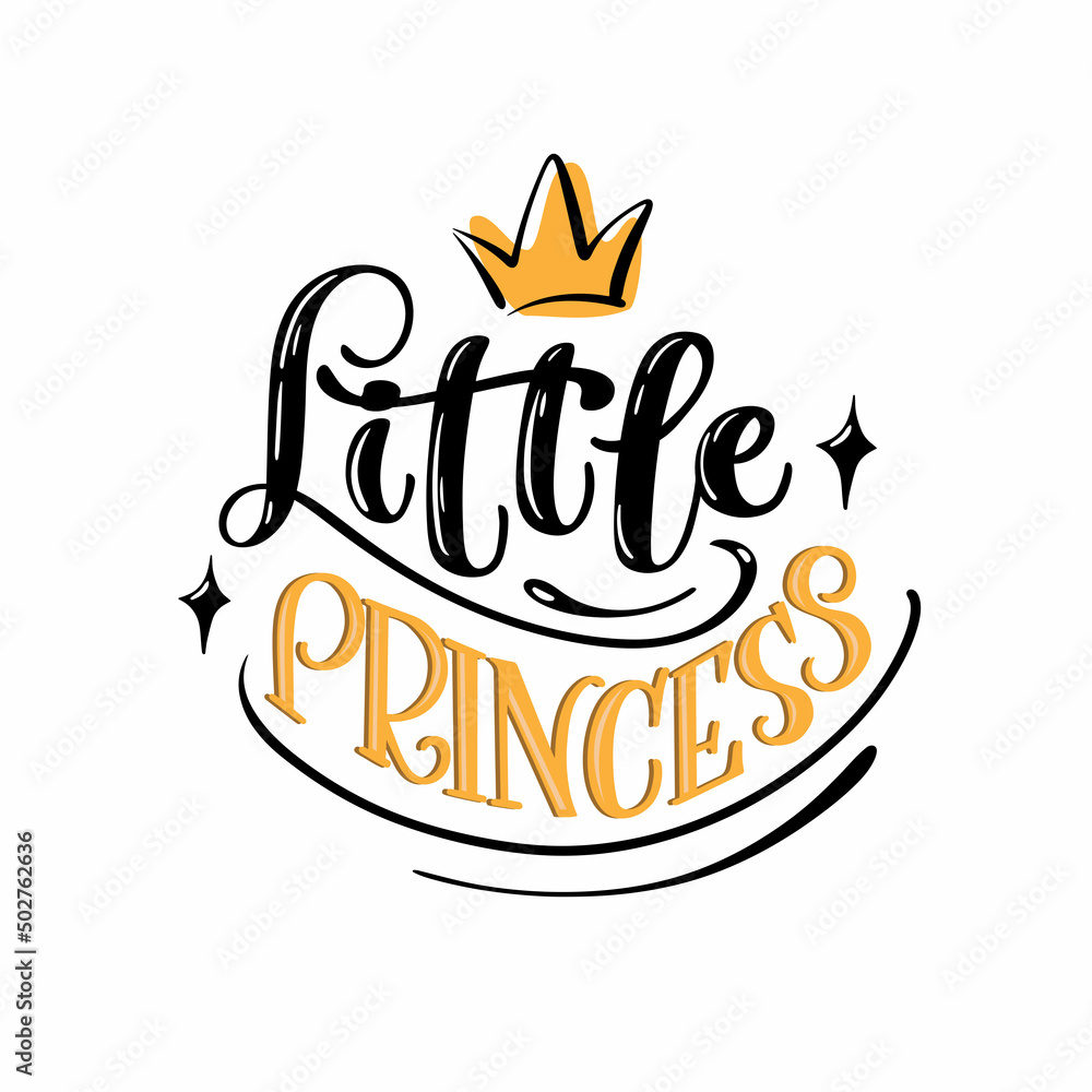 Vector illustration of Little Princess text for girls clothes. Princess badge, tag, icon. T-shirt design, card, banner template. Girl calligraphy background. Little Girl lettering typography. Vector illustration of Little Princess text for girls clothes. Princess badge, tag, icon. T-shirt design, card, banner template. Girl calligraphy background. Little Girl lettering typography.